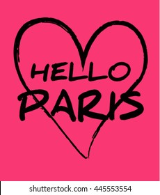 Paris letters text logo with love word and heart shape