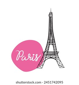 Paris, line art, vector illustration