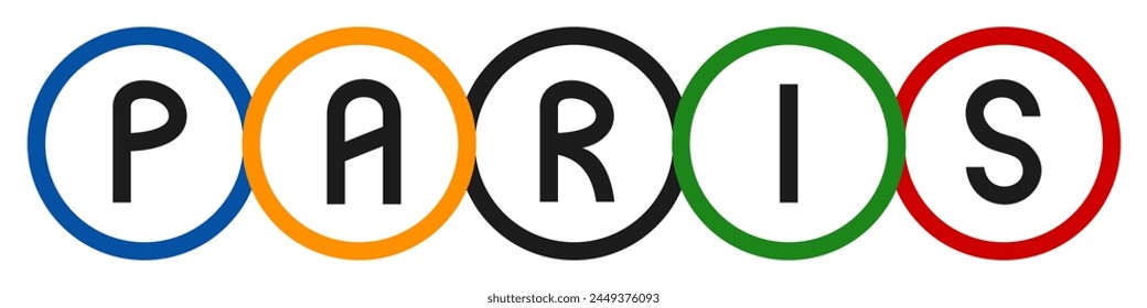 Paris logo in colored rings - vector