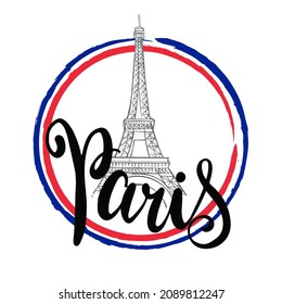 Paris logo, eiffel tower, symbols of the city, lettering