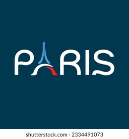 Paris logo vector template. Flag of France Eiffel Tower. Vector illustration