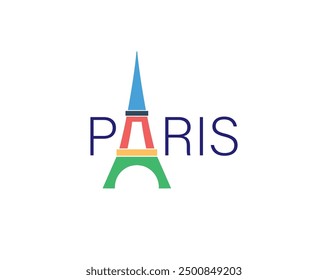 Paris logo. Paris word with eiffel tower Vector Illustration for print tee shirt, typography, background, tamplat, poster