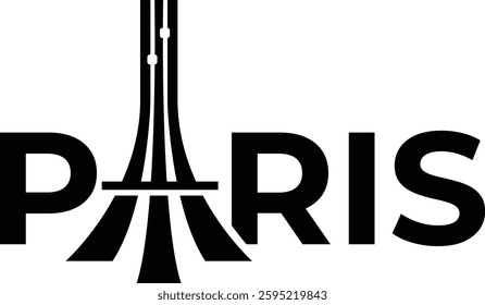 Paris logo, Paris word with eiffel tower Vector Illustration with vector file