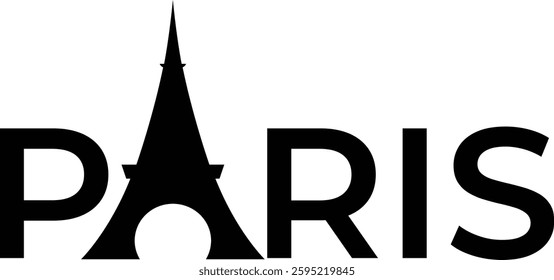 Paris logo, Paris word with eiffel tower Vector Illustration with vector file