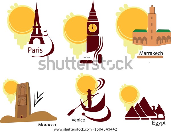paris, london, venice,\
morroco, egypt, marrakech, tourism icon and vector to work on your\
design image