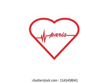 Paris love heart shape pulse the capital of France