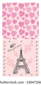 Paris. I love you. Seamless pattern of hearts