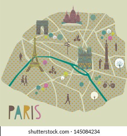 Paris Map Greeting Card Design