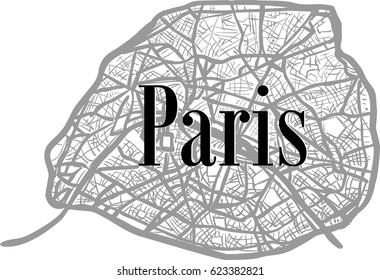 Paris map, hand drawn illustration