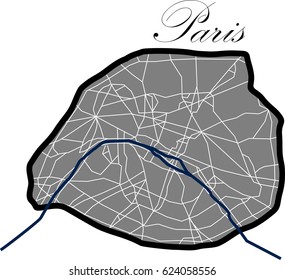 Paris Map Vector Illustration Stock Vector Royalty Free