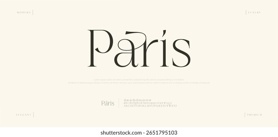 Paris Minimal luxury font alphabet logo. Typography minimalist urban sans serif digital fashion future creative for brands logos fonts. vector illustration 