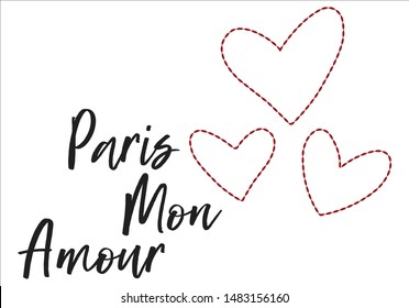 Paris Mon Amour heart embroidery print