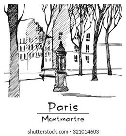Paris. Montmartre. Vector Image.
Hand-drawing. Image - one combined object