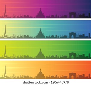 Paris Multiple Color Gradient Skyline Banner