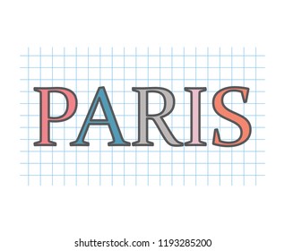 Paris on checkered paper texture- vector illustration