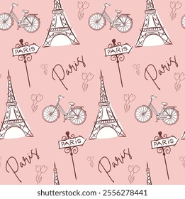 paris pattern background pink design