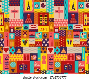 Paris pattern seamless geometric design . Travel tourism decoration series.