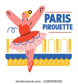 Paris pirouette sticker in flat style 
