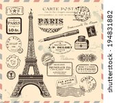 Paris postage design elements