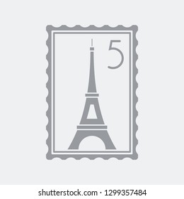Paris postage stamp - Flat and isolated vector illustration icon with minimal and modern design