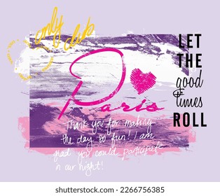 paris print pattern with ethnic figures consisting of colorful texts suitable for textiles, white background