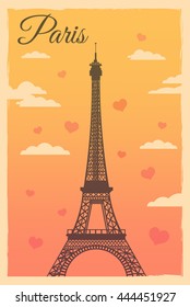 Paris retro poster.paris tower illustration