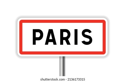 Paris road sign isolated on white background.