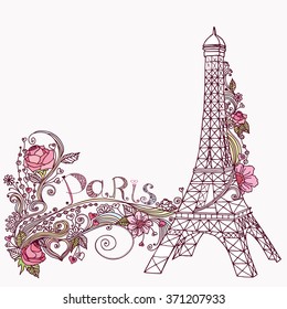 Paris romantic doodle card