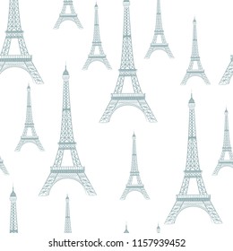 Paris romantic seamless pattern. Spring tour swatch with eiffel tower. Vector illustration.