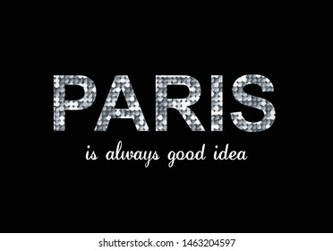 Paris sequin silver vector lettering