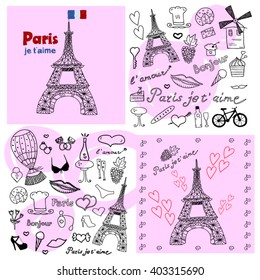 Paris set doodles. Hello. I love you