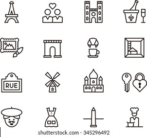 PARIS set of outline icons