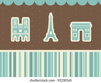 Paris sights. Vector illustration.