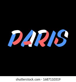 Paris sign brush paint lettering on black background. Capital city of France design templates for greeting cards, overlays, posters