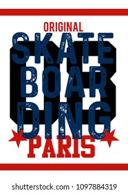 paris skateboarding,t-shirt print poster vector illustration