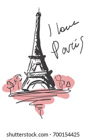 Paris sketch Tower Eiffel vector illustration 