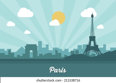 Paris skyline - flat design - vector illustration