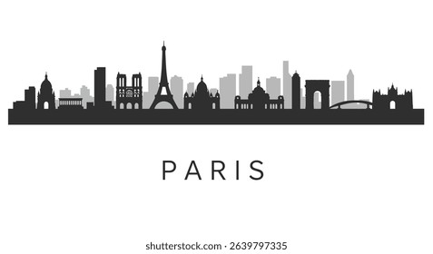 Paris Skyline France Landmarks Silhouette.