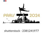 Paris skyline with gymnast on the pommel horse - France 2024 - isolated vector illustration