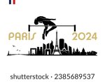 Paris skyline with high jumper - France 2024 - isolated vector illustration