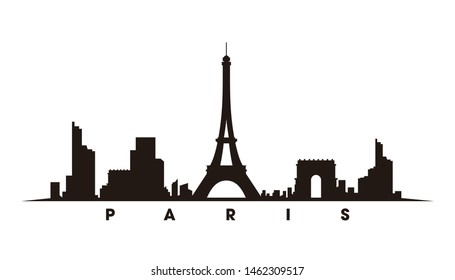 Paris skyline and landmarks silhouette vector