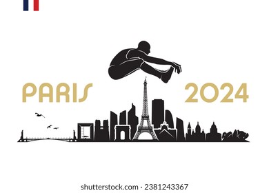 Paris skyline with long jumper - France 2024 - isolated vector illustration