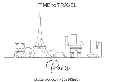 Paris Skyline One Line Drawing