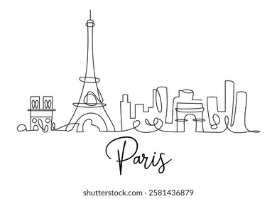 Paris Skyline One Line Drawing