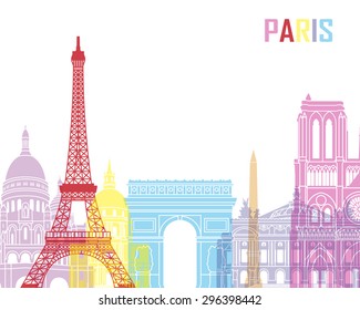 Paris skyline pop in editable vector file