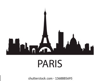 Paris skyline silhouette vector of famous places