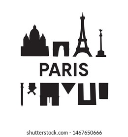 Paris skyline. Vector illustration. Original design for souvenirs