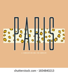 PARIS Slogan With SKIN ANIMAL, Fashion Print Design
