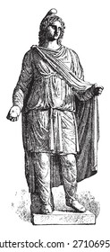 Paris statue, vintage engraved illustration. 