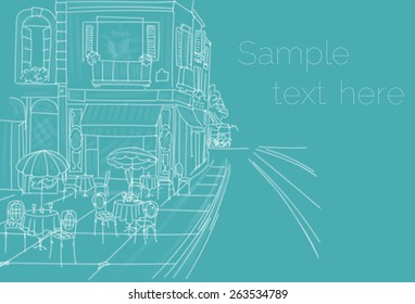 Paris street cafe Hand drawn Vector illustration 